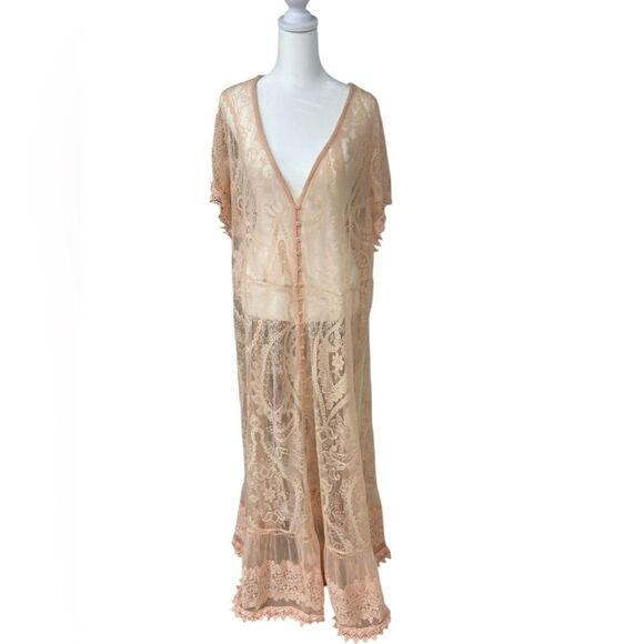 Torrid Sheer Lace Maxi Dress 3X-4X Pink Vintage Victorian Romantic Bridal Fairy - Picture 5 of 10